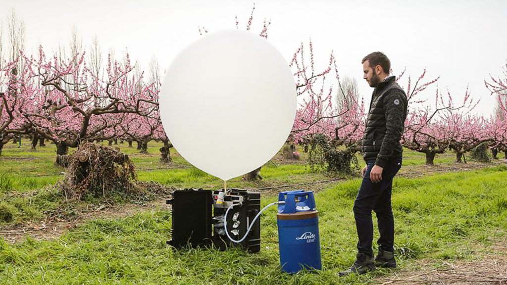 Ballon cloud seeding in the vineyard