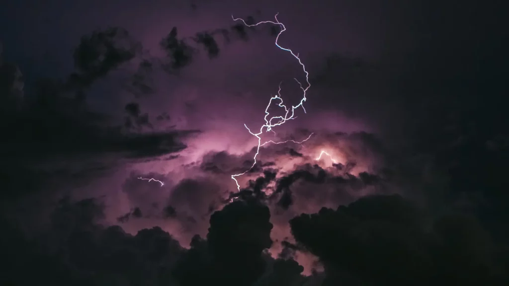 storm clouds with lightning, the severe weather Selerys' cloud seeding balloons and drones are built to counter