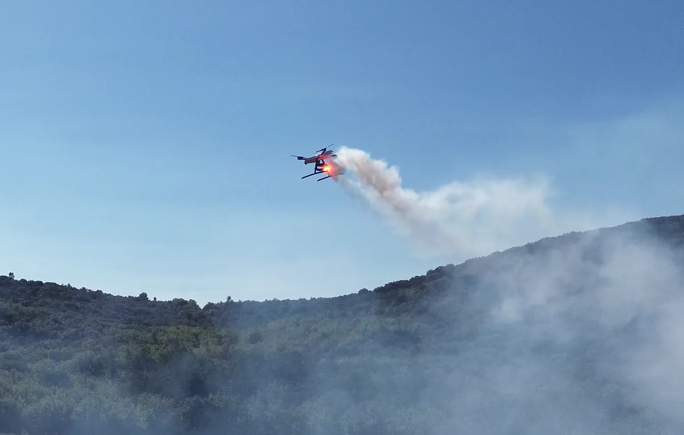 Selerys LAICO Smart Drone releasing a cloud seeding flare during a field test flight